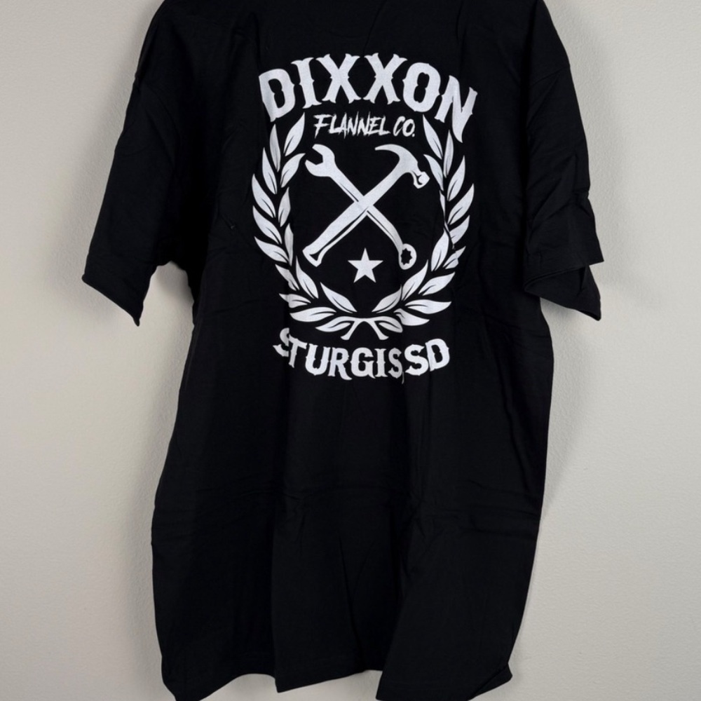 Dixxon Flannel Co X Sturgis sketchy white crest black Tshirt